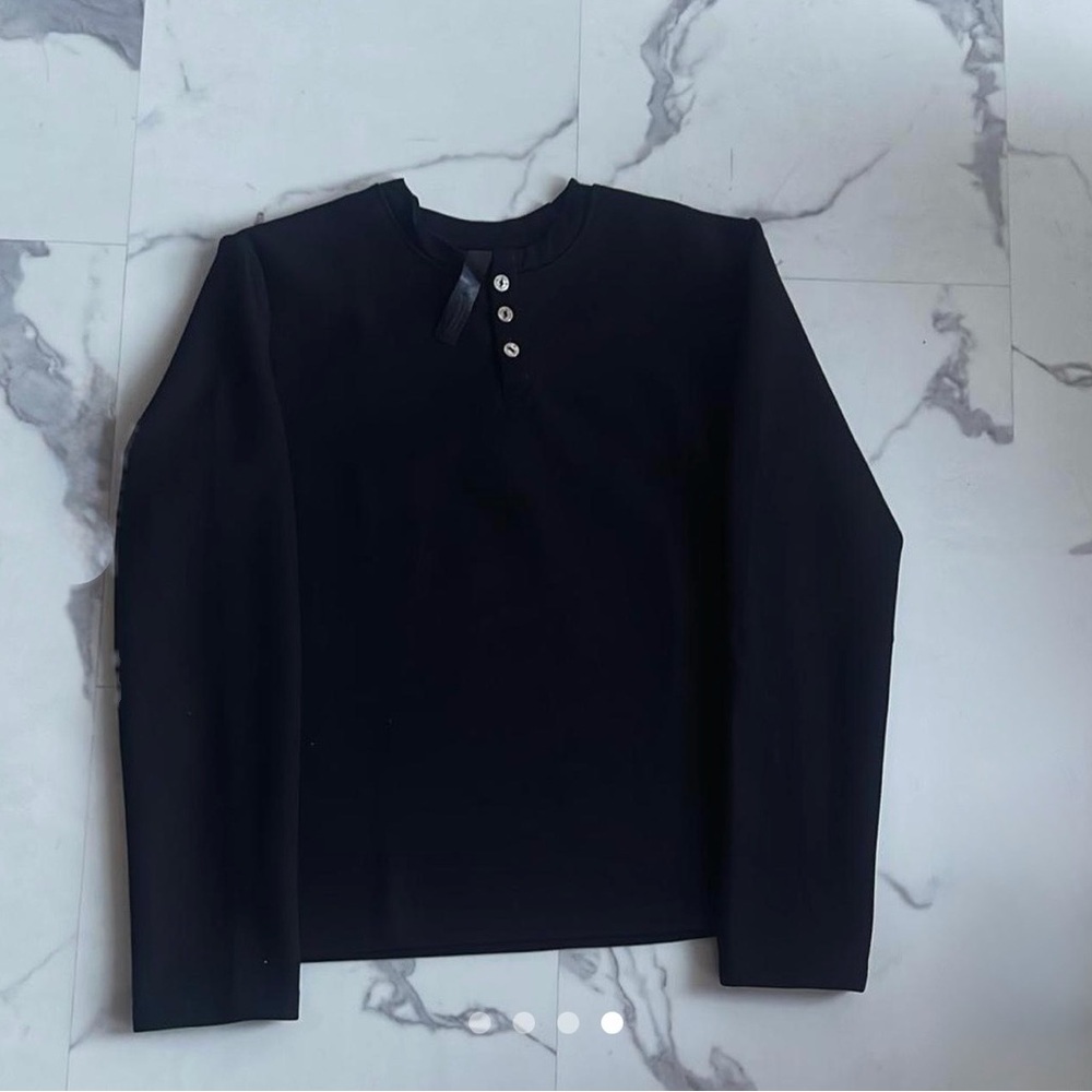 Black Long Sleeve Top with Button Detail